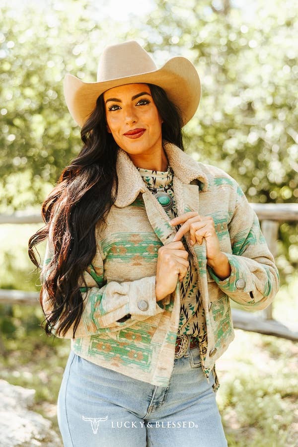 Jade Beige Shacket With Sherpa Collar